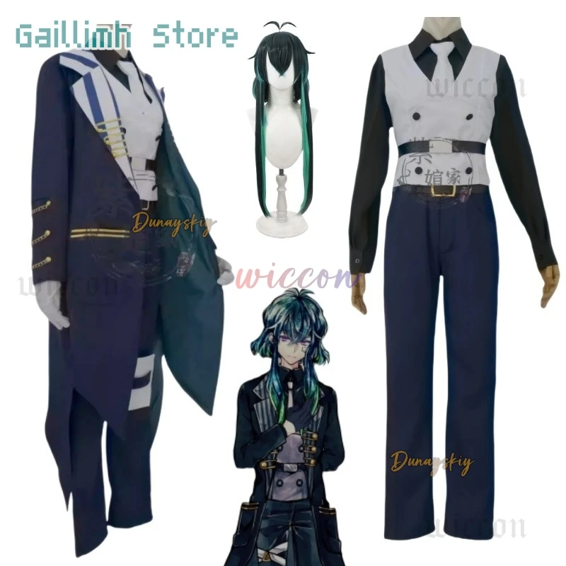 

Game Devil Butler Bastien Kelly Cosplay Costume Bastien Uniform Wig Tuxedo Halloween Carnival Roleplay Clothes For Men Women
