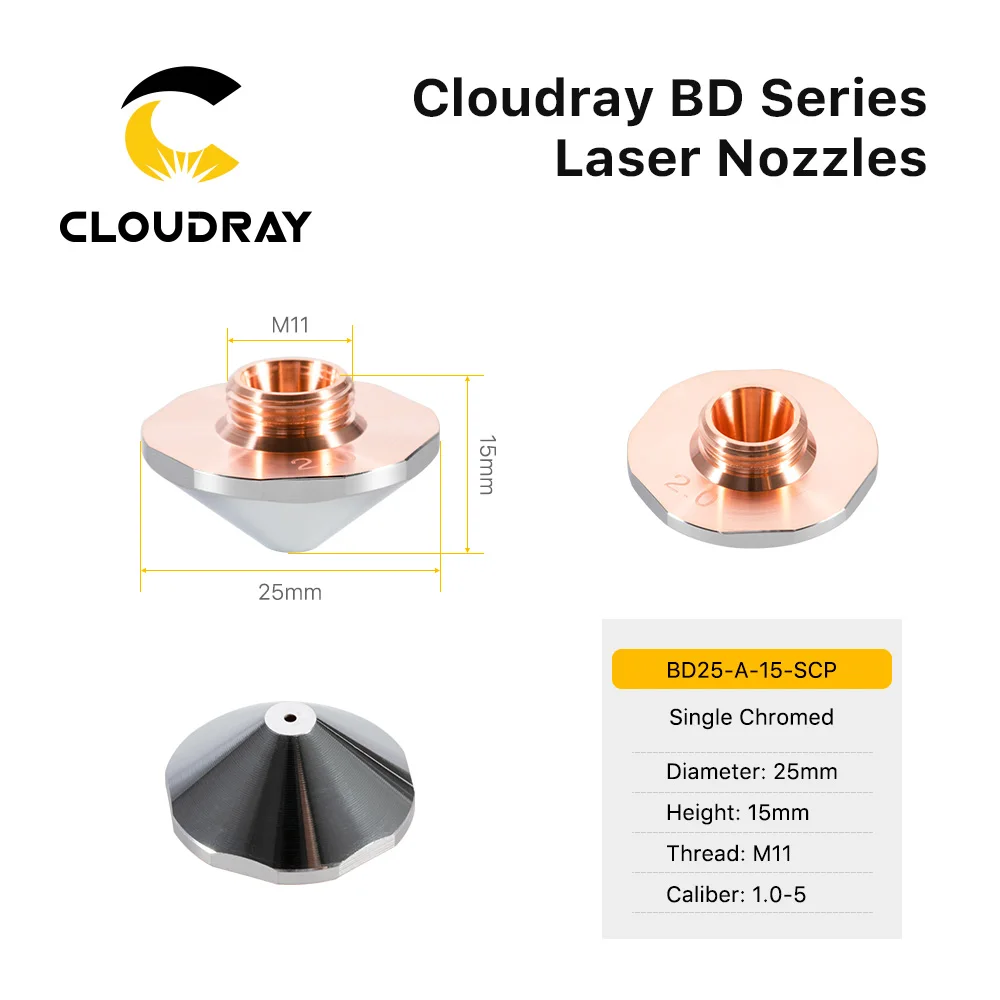 Cloudray Dia.25mm Laser Nozzles Single & Double Layers Caliber 0.8 - 6.0mm BD Series for Empower OEM Fiber Cutting Head