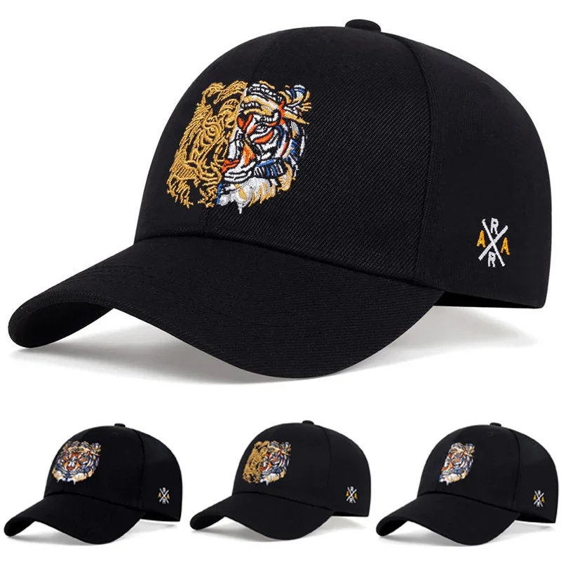 Unisex-Baseballmützen mit Tigerkopf-Stickerei, verstellbare Freizeithüte, Sonnenschutzhut für Frühling und Herbst im Freien