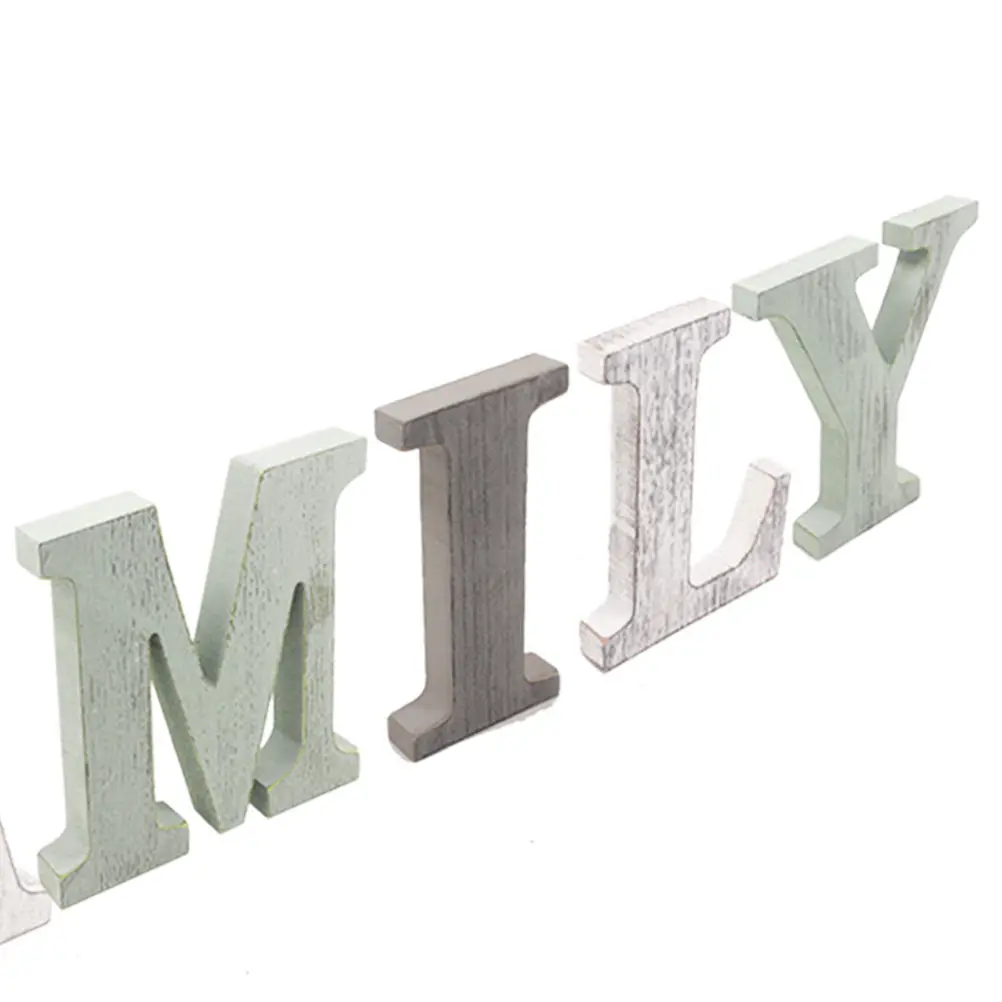 1Set Wooden Family Letters Hanging Sign Rustic Torched Finish Home Decoration Ornament Wall Decal Tabletop Decor
