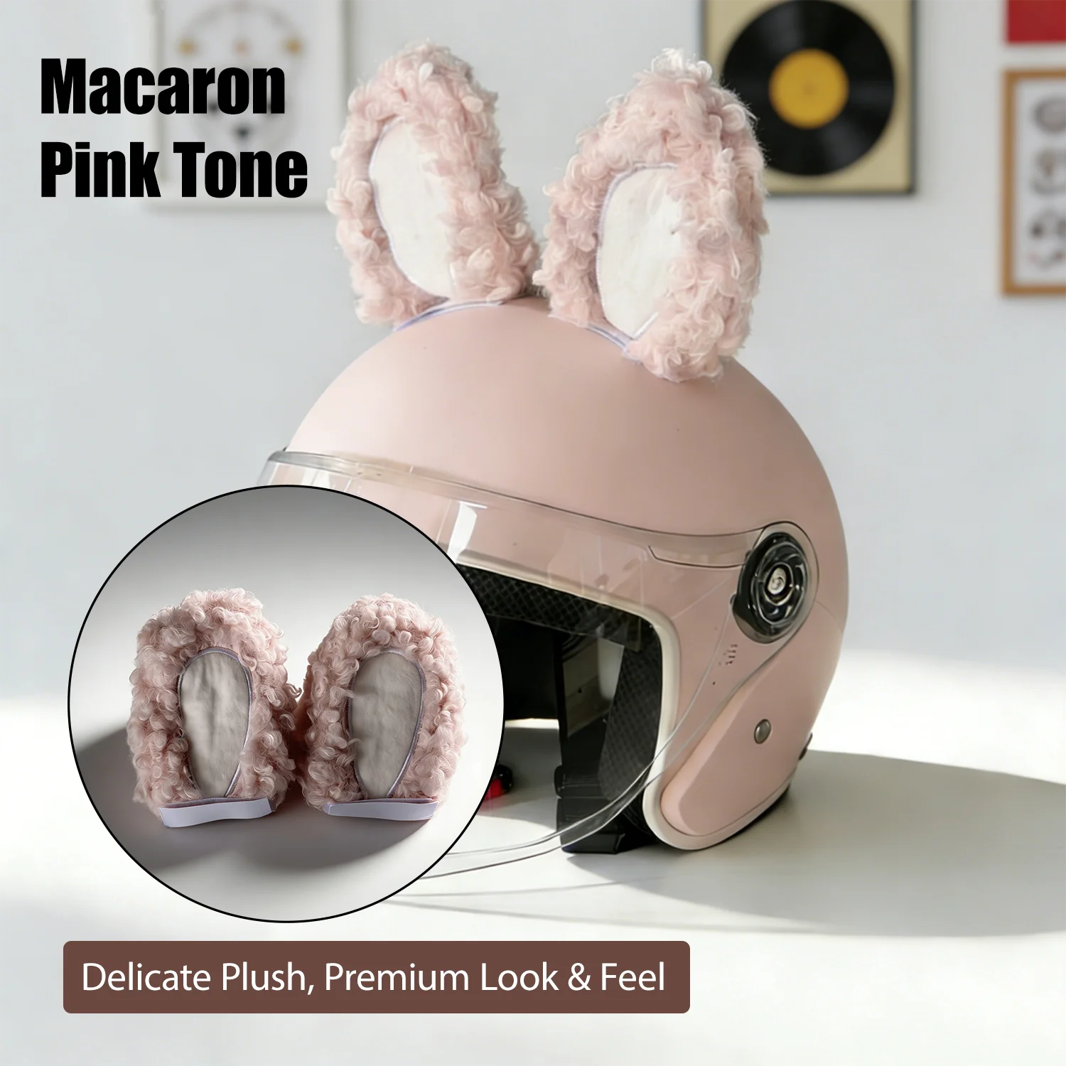 New Pink Helmet with Rabbit Ears Plush Decoration Ski Motorcycle Helmet Decoration Doll Cute Rabbit Ears - view 5