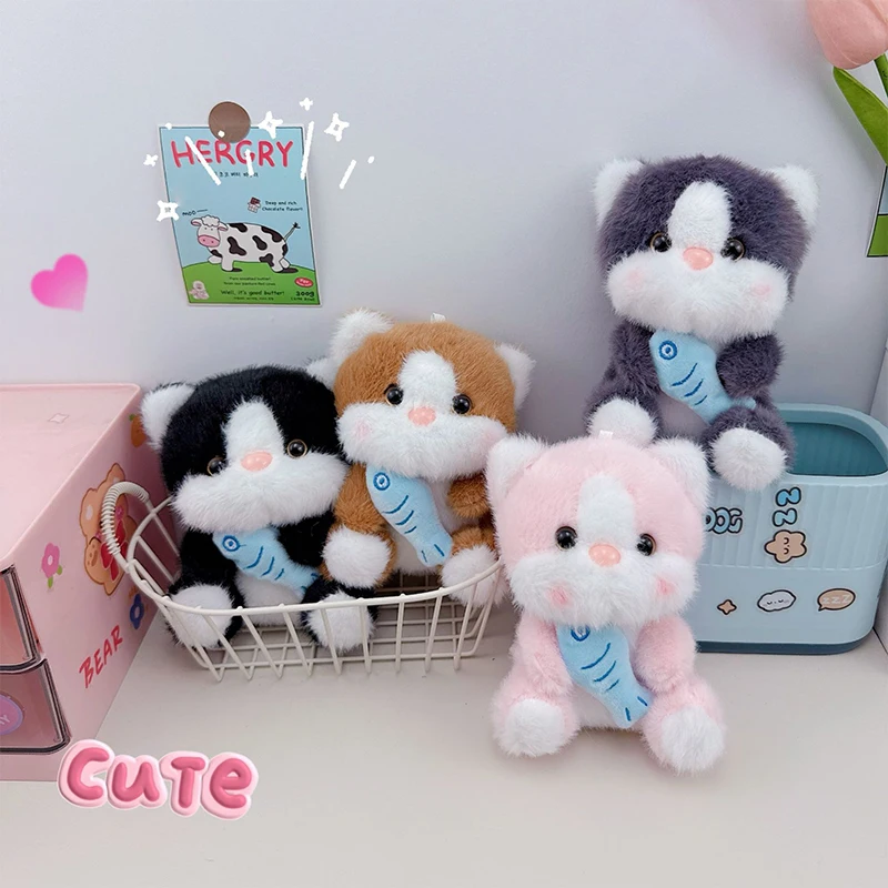 Porte-clés chaton en peluche créatif, mignon chat de dessin animé, joli sac à dos, pendentif, décoration suspendue, porte-clés de voiture, cadeaux
