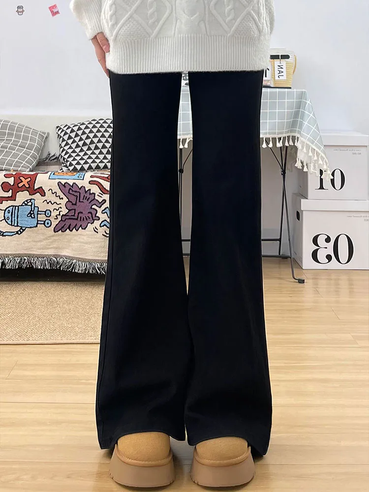 

High Waist Flared Jeans Women's Casual Straight Leg Denim Pants Spring New Sle plus Size Slimming Bootcut Trousers