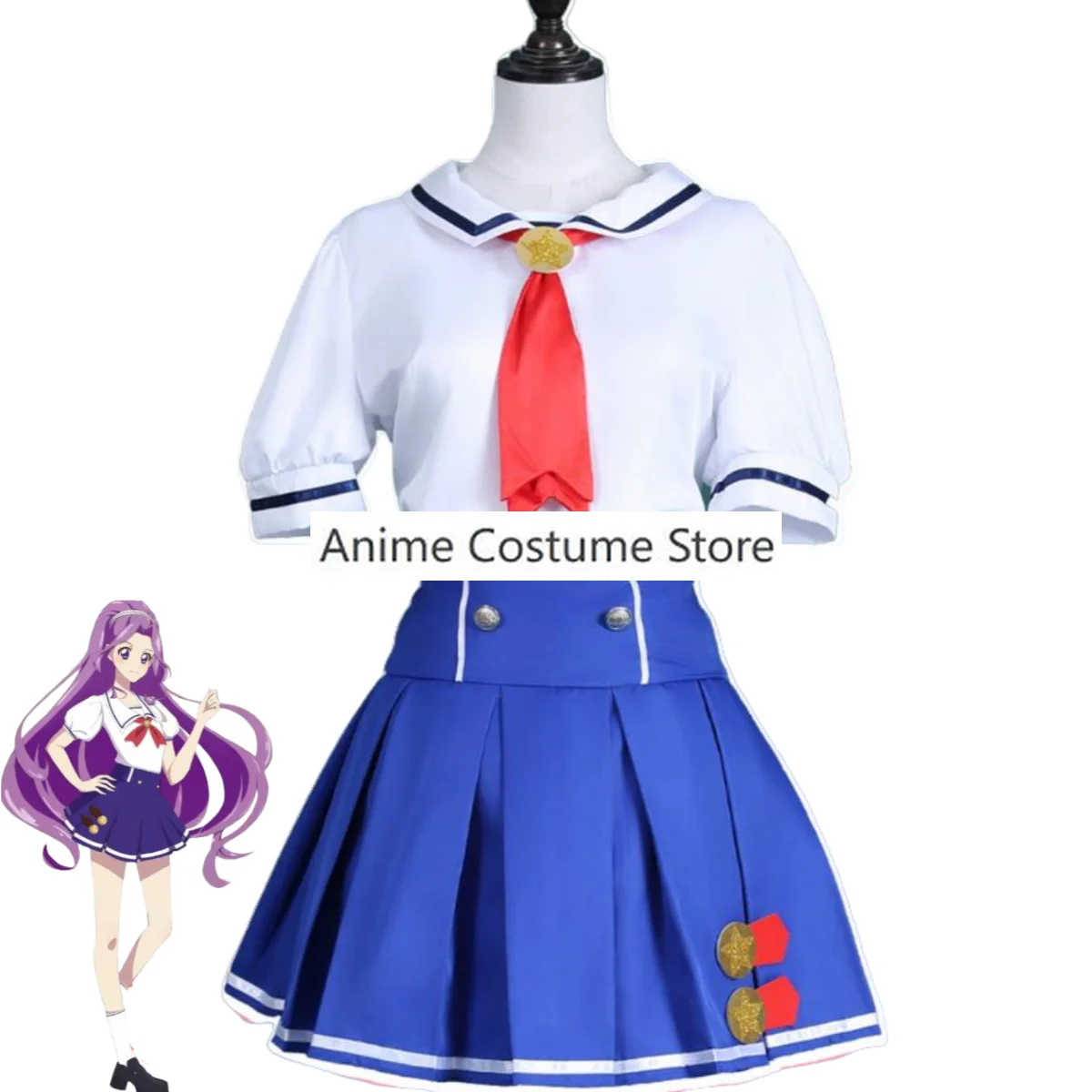 Anime Aikatsu！Hoshimiya Ichigo Kanzaki Mitsuki Cosplay Costume Wig Summer School Uniforms Skirt Woman Kawaii Halloween Suit