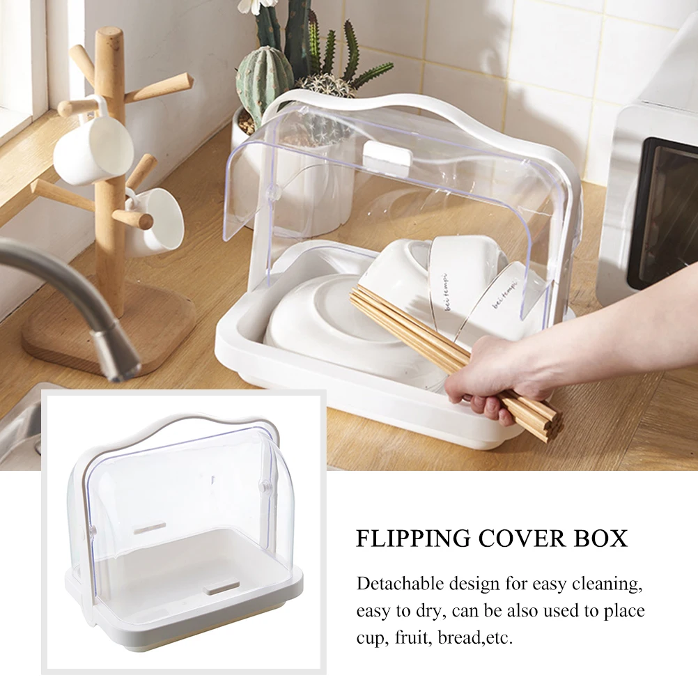 

Baby Cutlery Storage Box PP Dishes ganizer Tray Flipping Cover Bottle Drainer Cup Container Bread Dinnerware Safe Strong