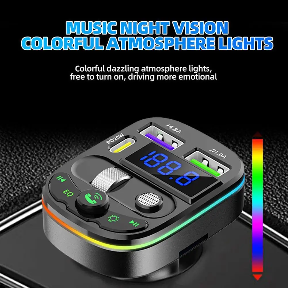 Bluetooth 5.0 Car FM Transmitter MP3 Modulator Player Hands-free Car Kit PD 20W QC 3.0 Adapter Audio Receiver