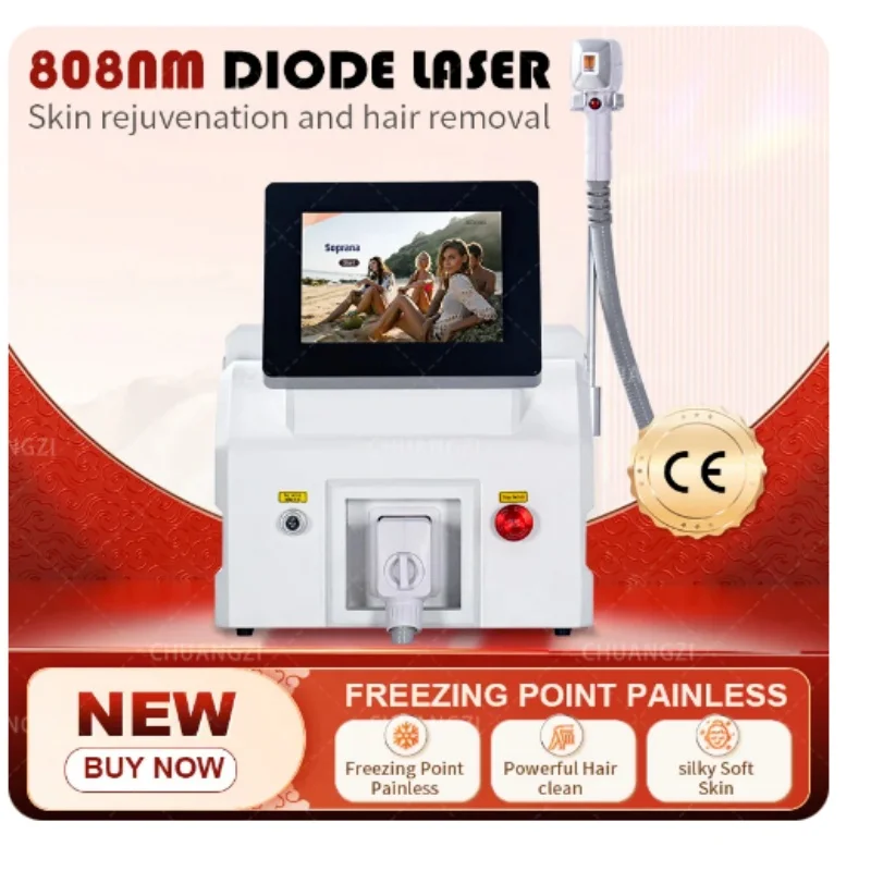 Professional Diode L-serine Hair Removal Machine, Facial Hair, Fast, Painless, Touch Handle, 808nm