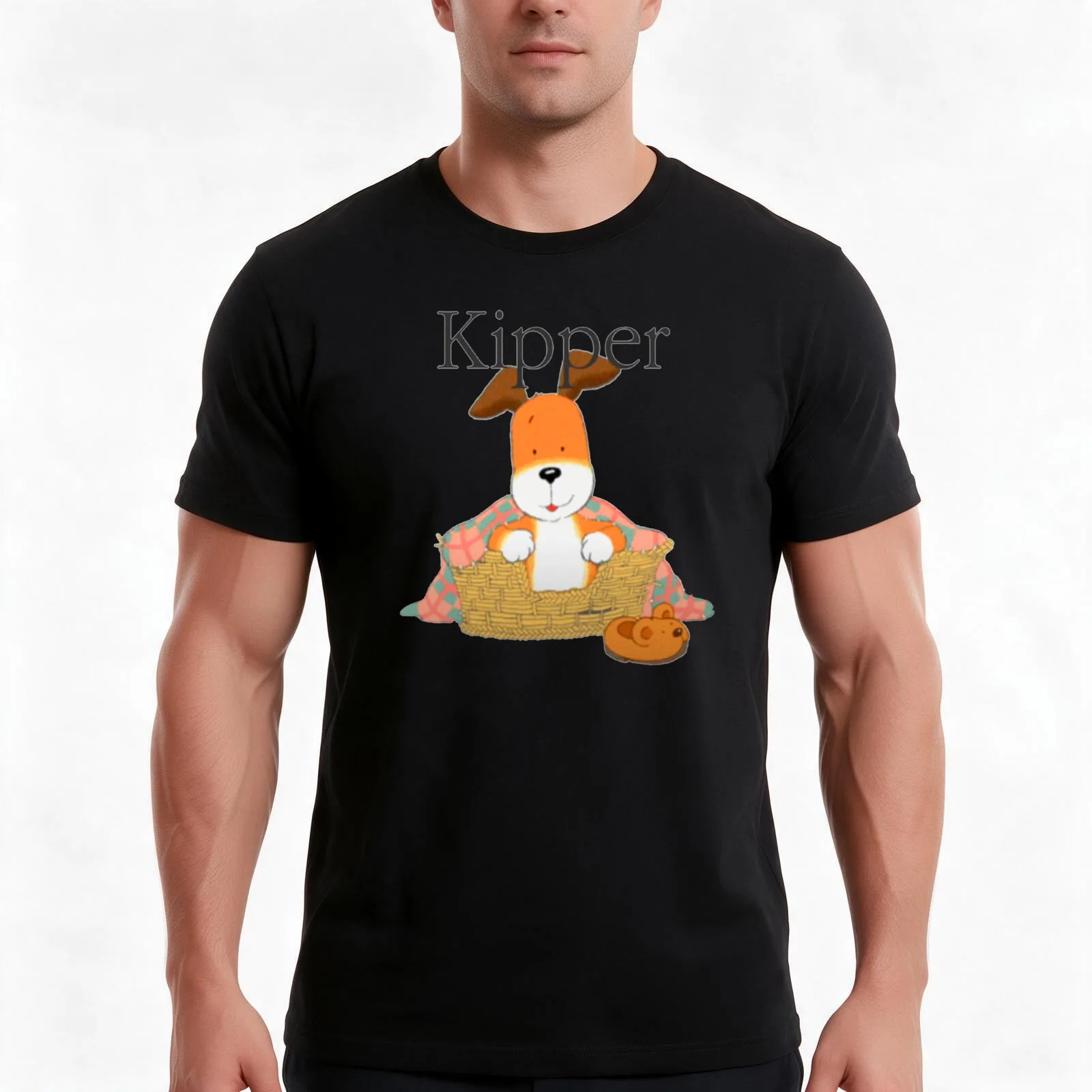 Kipper the dog T-Shirt, Summer Casual Cotton Tee, Oversized Streetwear Tops, Vintage Graphic Print, Loose Fit Short Sleeve