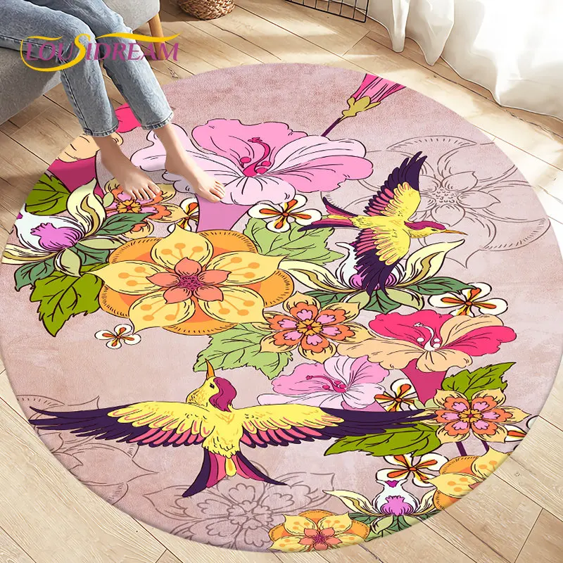 

3D Classical Chinese Style Area Rug,Round Carpet Rug for Living Room Bedroom Sofa Decoration,Kid Play Game Non-slip Floor Mat