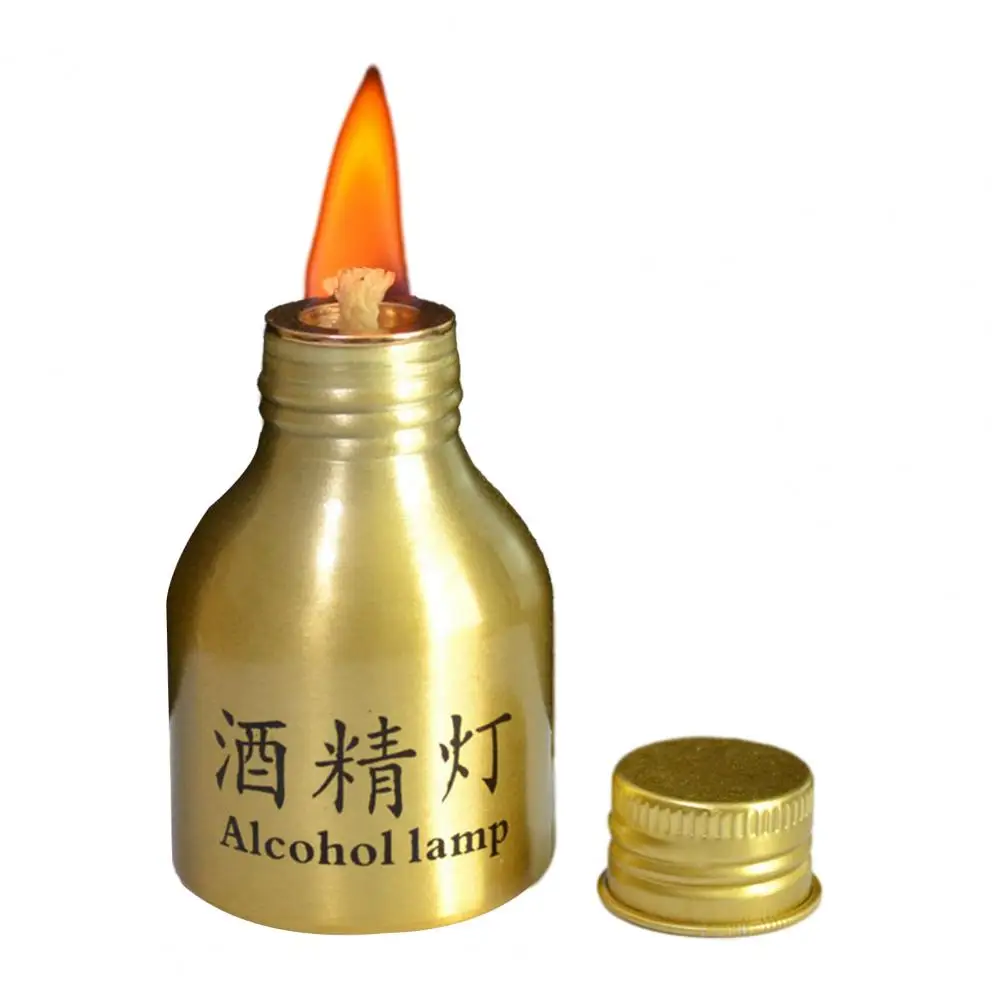 50ML Aluminum Alloy Liquid Burner Lamp with Cotton Wick Metal Cap Leakproof Lab Equipment Mini Burnable Liquid Heating Bottle