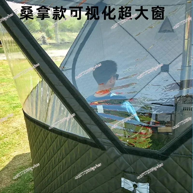 Chimney Tent for Outdoor Camping, Winter Ice Fishing, Flame Retardant Cotton Sauna Shelter, 123cm High Warm Insulated