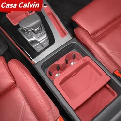 For Audi Q5L/Q5Lsportback 2018-2024 Car Central Control Storage Box Armrest Box Water Cup Cover Silicone Pad Car Accessories