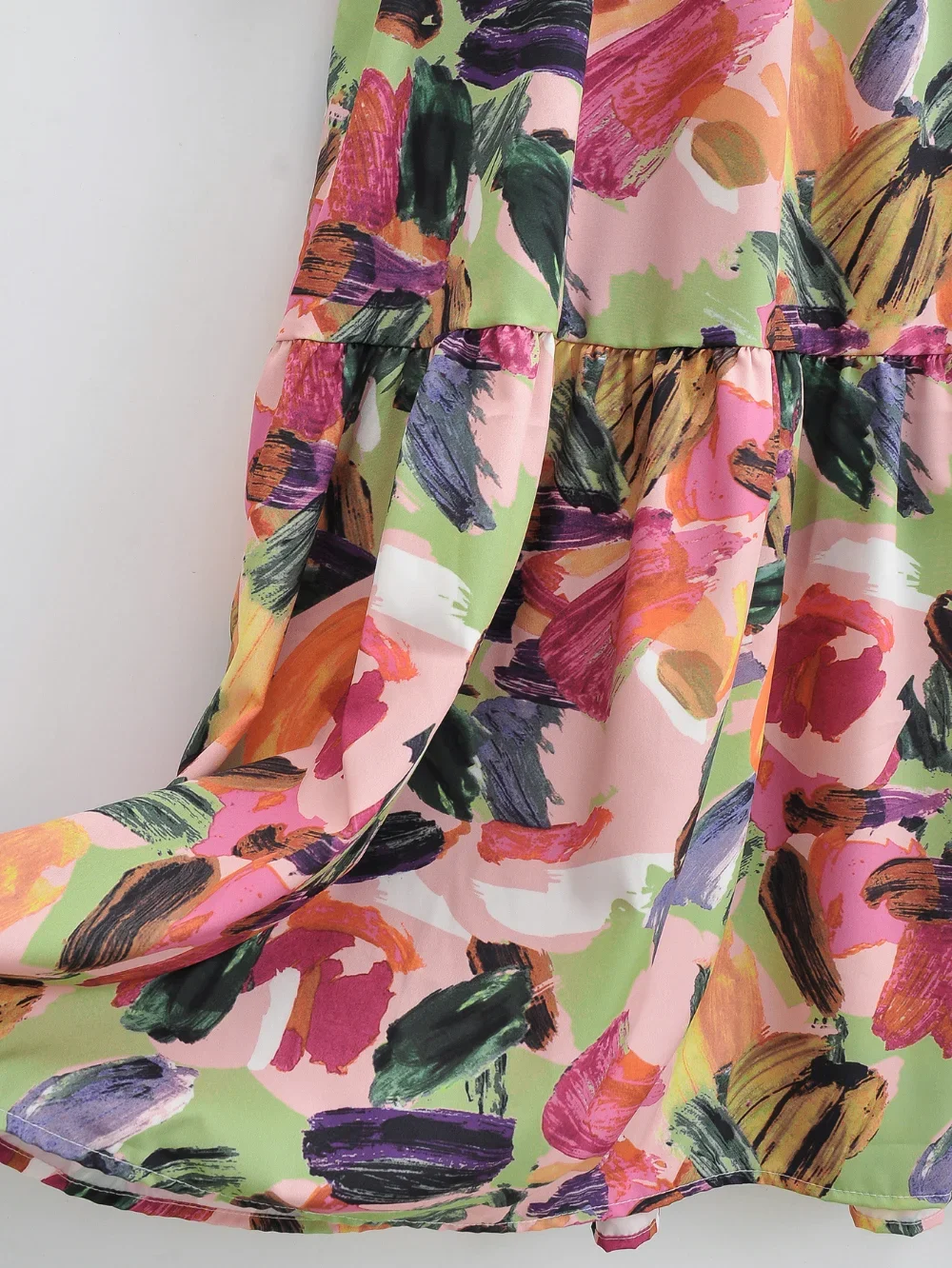 European Fashion Women's Long Sleeve Graffiti Printed Casual A-line Loose Long Dress