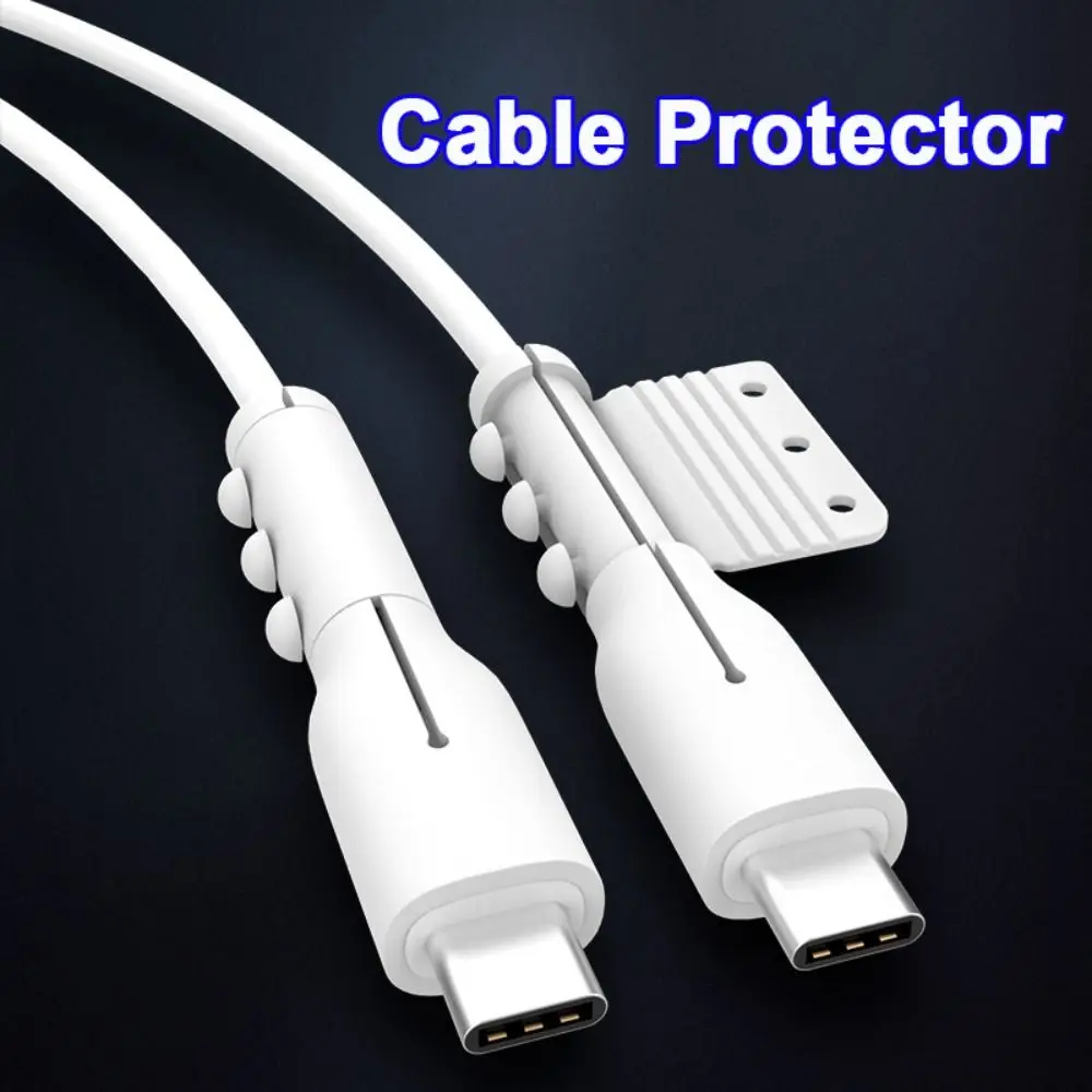 1Set Data Cable Protector Cover Silicone Data Cable Winder 2 In 1 Mini Charger Cable Protective Cover