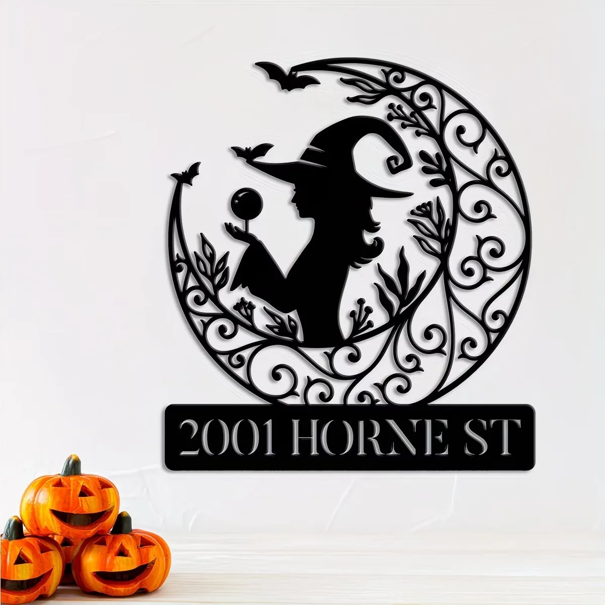 Custom metal Witch Personalized Sign, Party Scene Hanging Decor, Door Decoration, Silhouette Wall Art, Perfect for Door Decor