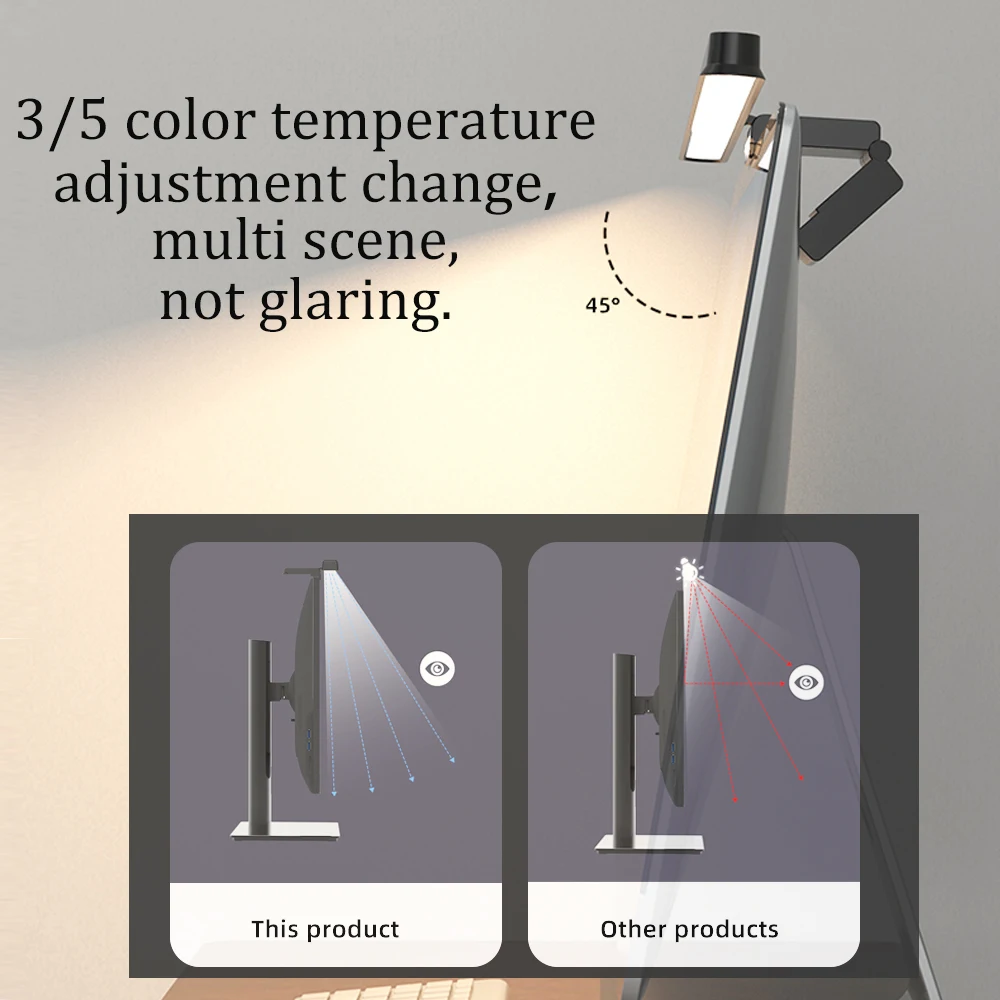 LED شاشة الكمبيوتر ضوء بار الكمبيوتر العمل حماية العين الإضاءة لا وميض التعلم القراءة شنقا ضوء توقيت يعتم RGB