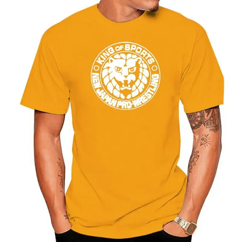 Round Collar Short Sleeve Oversized New Japan Pro NJPW Logo Martial Arts Men's Black T-Shirt Size S-5XL streetwear heavyweight image 6