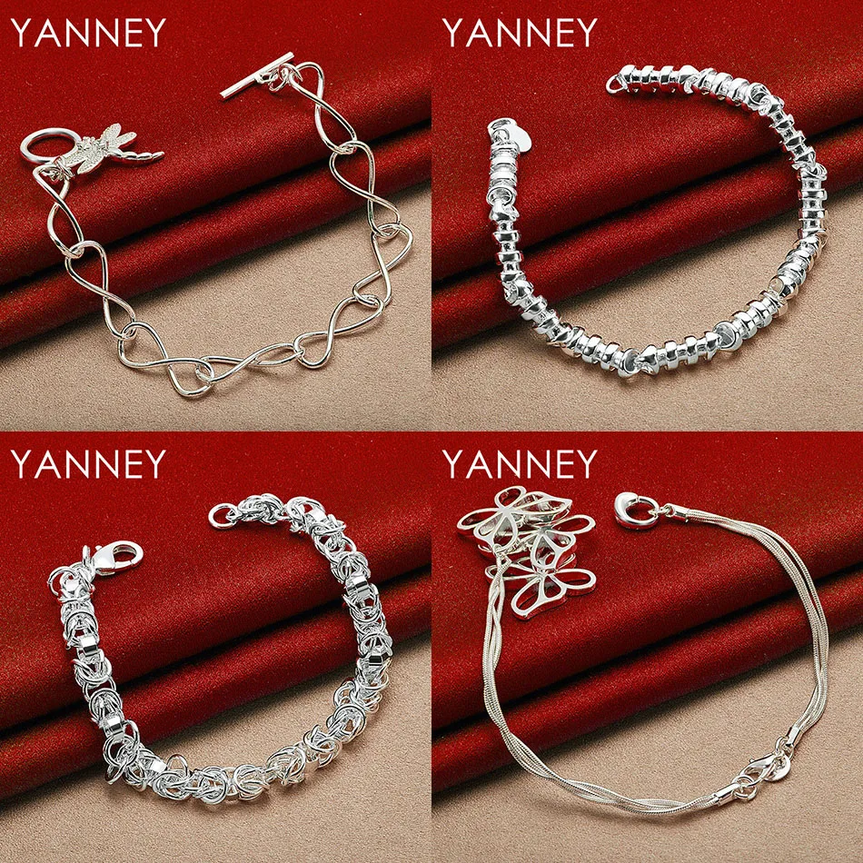 

925 Sterling Silver 8 Inch Delicate Butterfly Dragonfly Bracelet Women Jewelry Fashion Charm Party Accessories