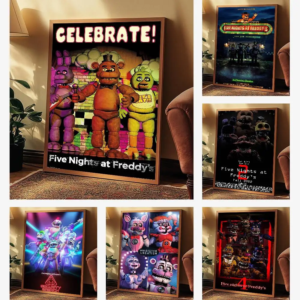 ملصق لعبة Fnaf F-Five-nights-At-F-Freddys عالي الدقة جدار لاصق مقاوم للماء لغرفة المعيشة المنزلية وغرفة النوم والديكور الجمالي