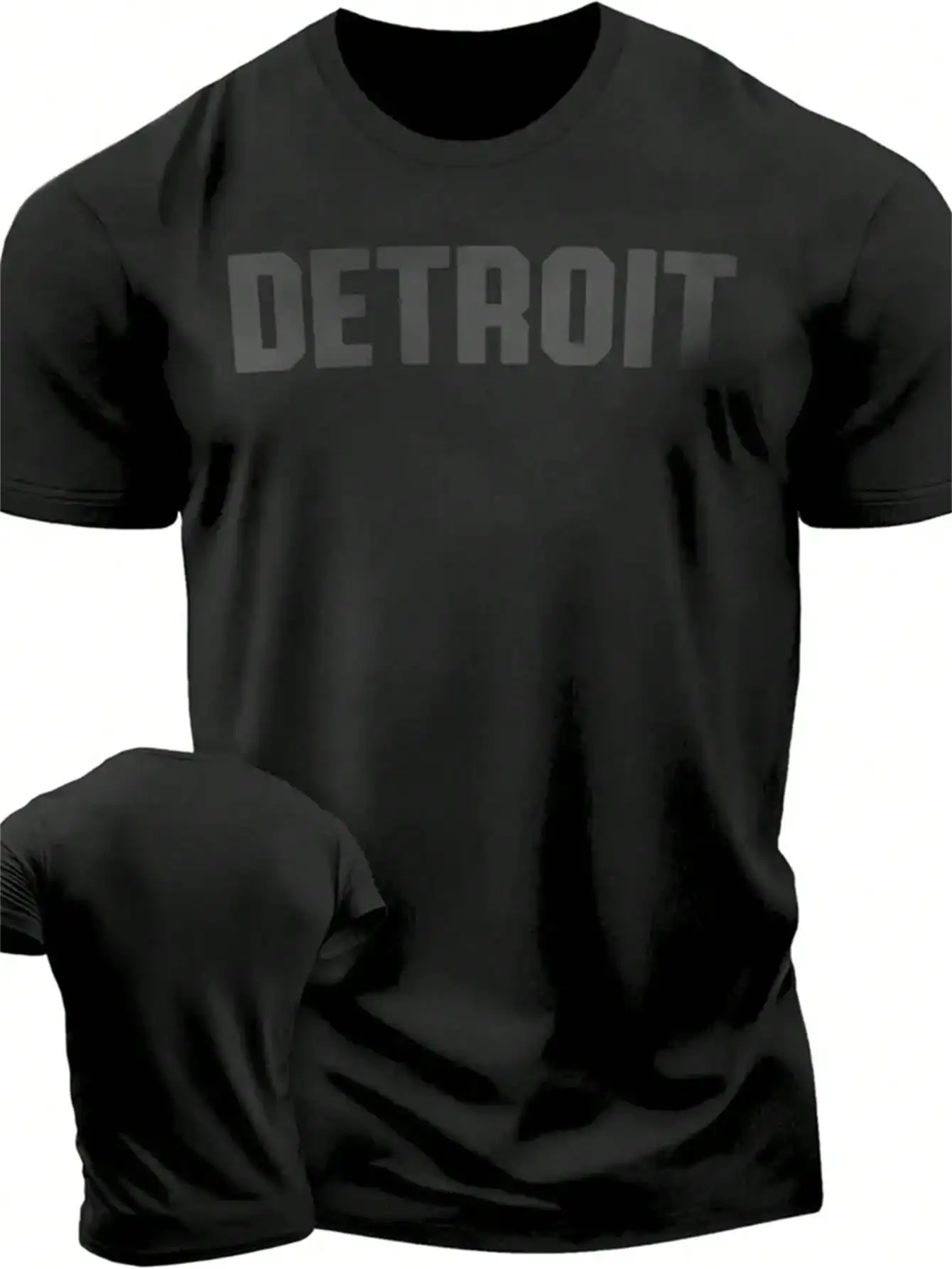 

[Detroit Rebel Brand Black Tee] Detroit Rebel Brand, Black T-Shirt, For Men