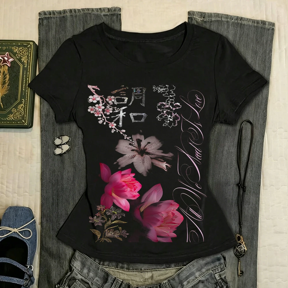 90s clothing retro women's tight corset top women's clothing Cuteore Trashy Y2k 2000s top Harajuku T-shirt