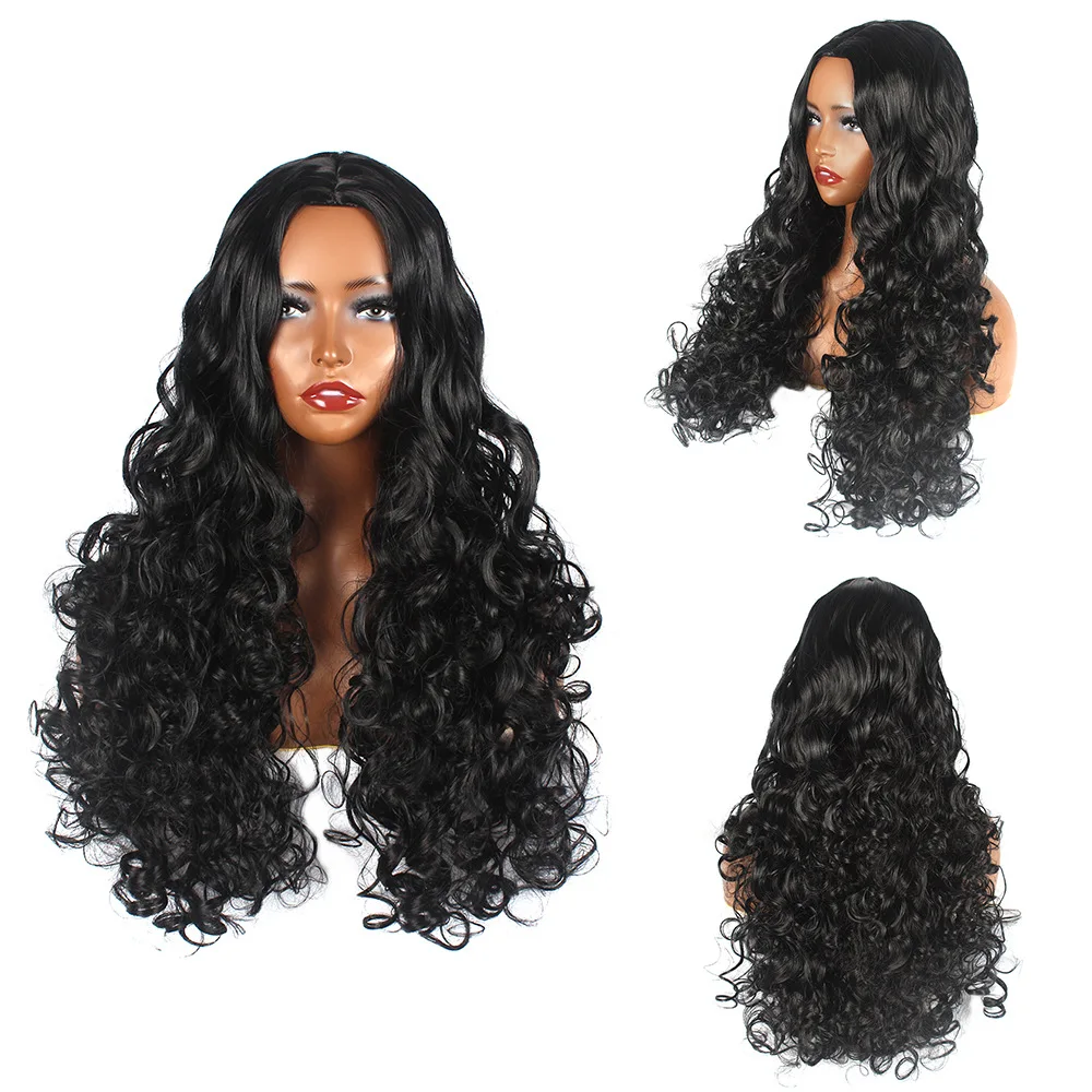 Synthetic Afro Kinky Curly Long Wig for Women Matte Heat Resistant Fiber Loose Small Curls Cosplay Party Daily Hairpiece