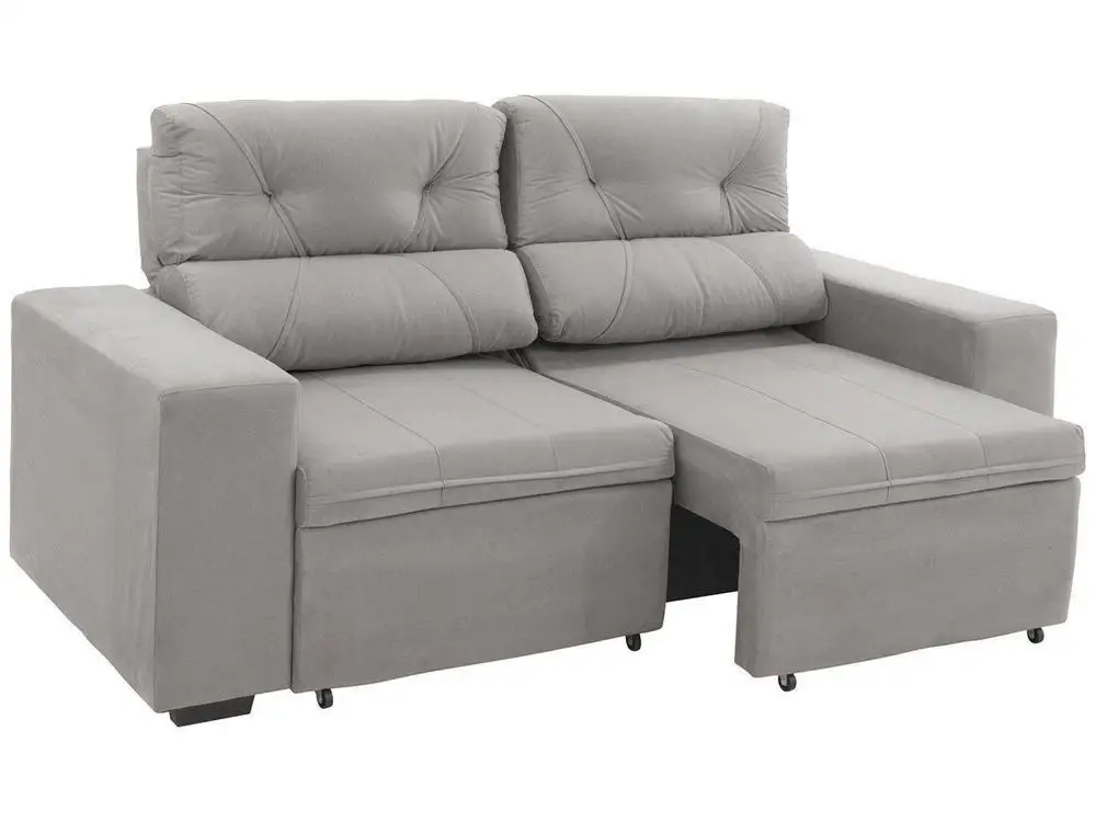3 Places Suede Recliner Retractable Sofa