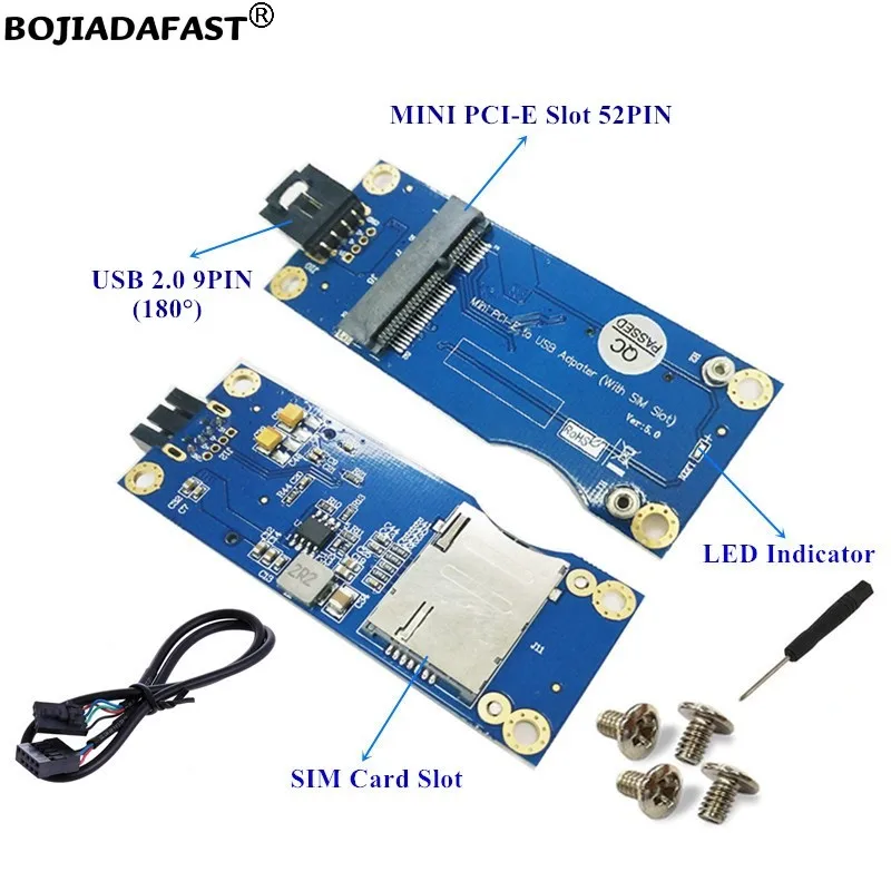 마더 보드 USB 2.0 9PIN 헤더-미니 PCI-E MPCIe 무선 어댑터 SIM 카드 슬롯, GSM WWAN 3G 4G LTE 모듈용