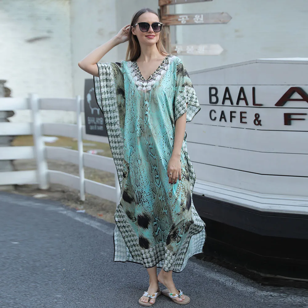 Plus Size Boho Cover Up Dress, damska Plus Colorblock nadruk w paski rękaw w kształcie skrzydła nietoperza dekolt w szpic z nieregularnym brzegiem