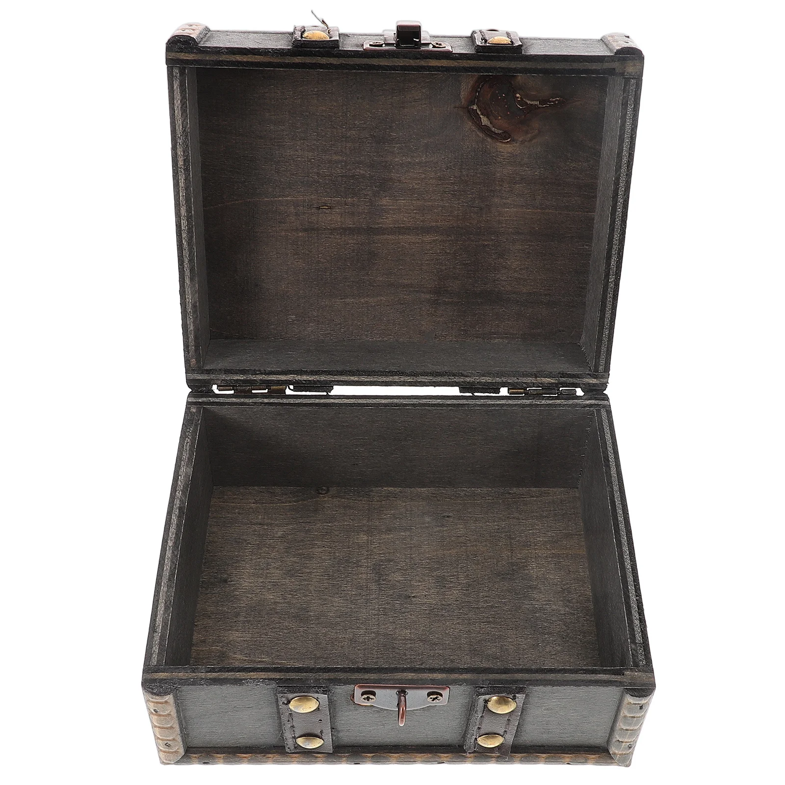 

Wooden Jewelry Chest with Lock Vintage Style Trinket Keepsake Box Secure Storage for Rings Bracelets Retro Decorative Case