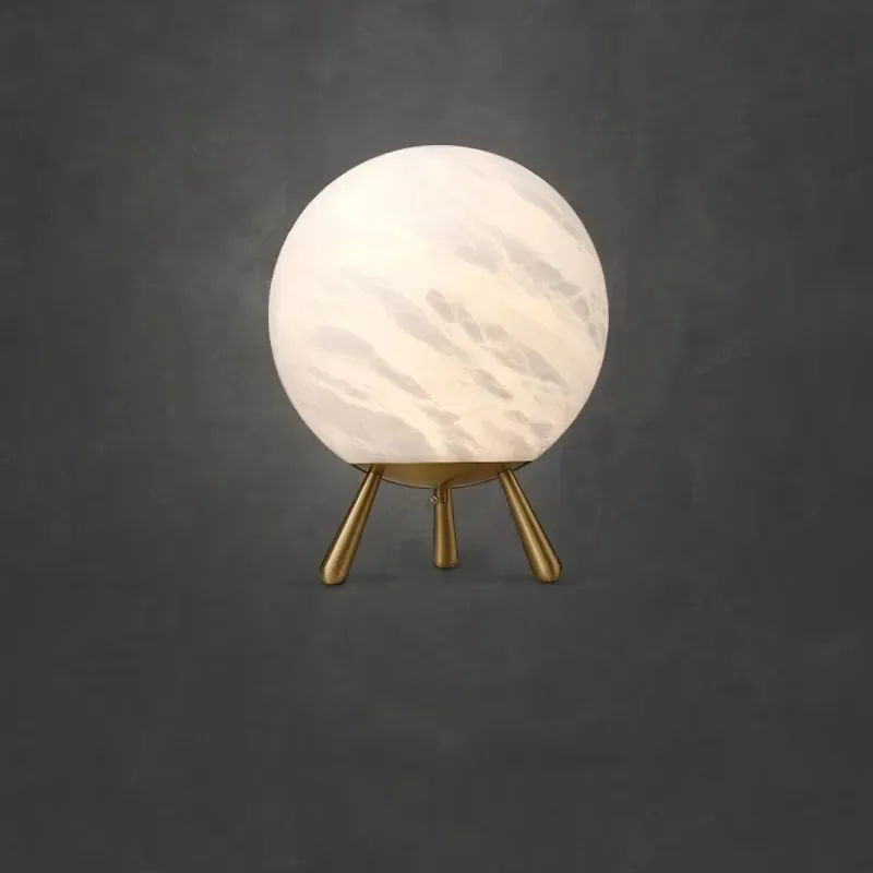for Nordic Hotel Bedside Alabaster Lamp Home Decoration Lighting Modern Unique Creative Bedroom Brass Spanish Marble Light