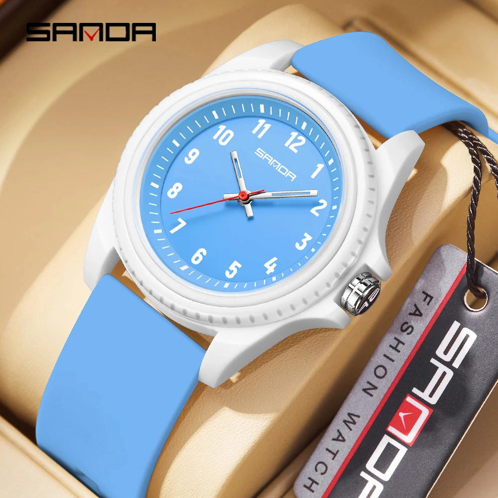 SANDA 3274 Casual Simple Sport Children Silicone Clock Boy Entertainment Quartz Watches Waterproof Children Wristwatch Gift