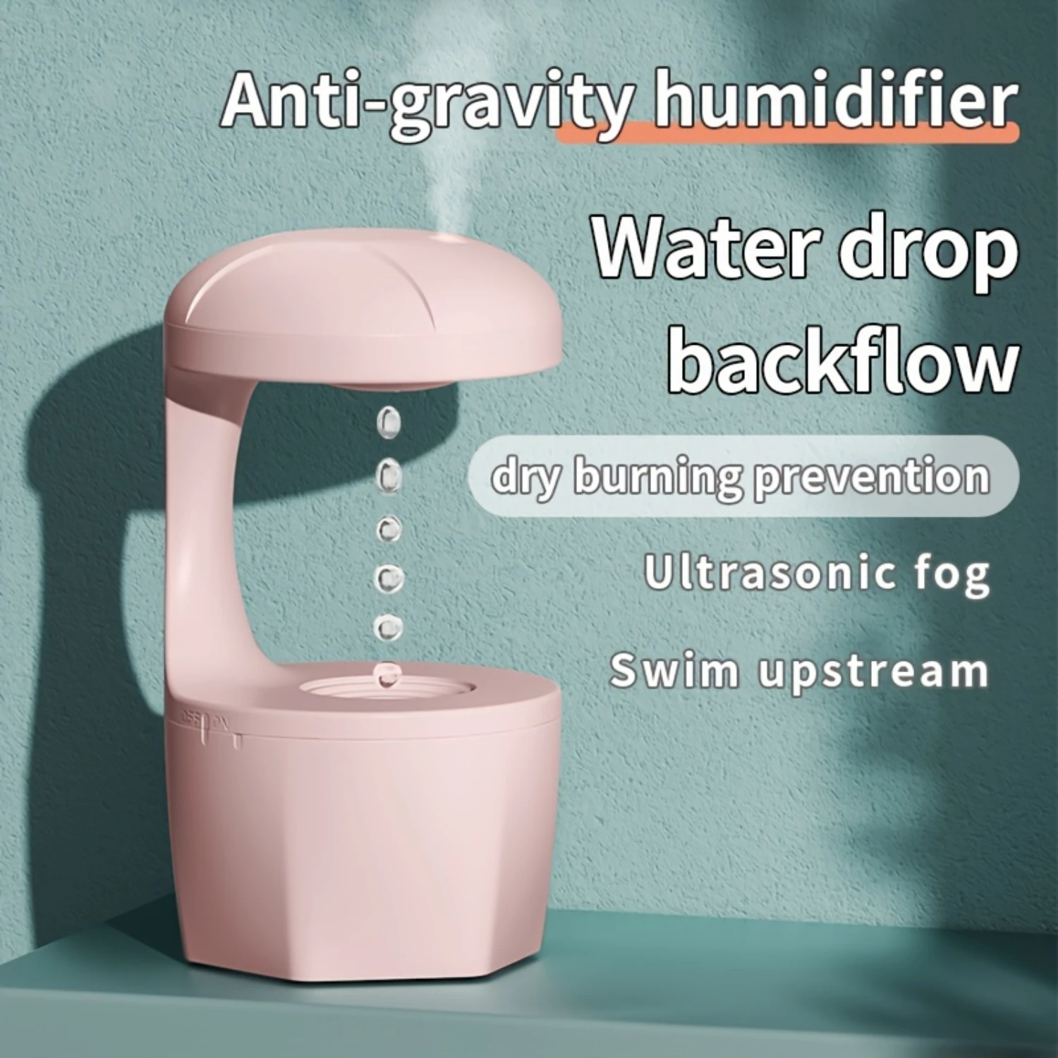 Anti-gravity Humidifier, Water Droplet Reverse Flow Humidifier, Quiet Sound Fog Small Sprayer For Office, , Bedroom, Desktop