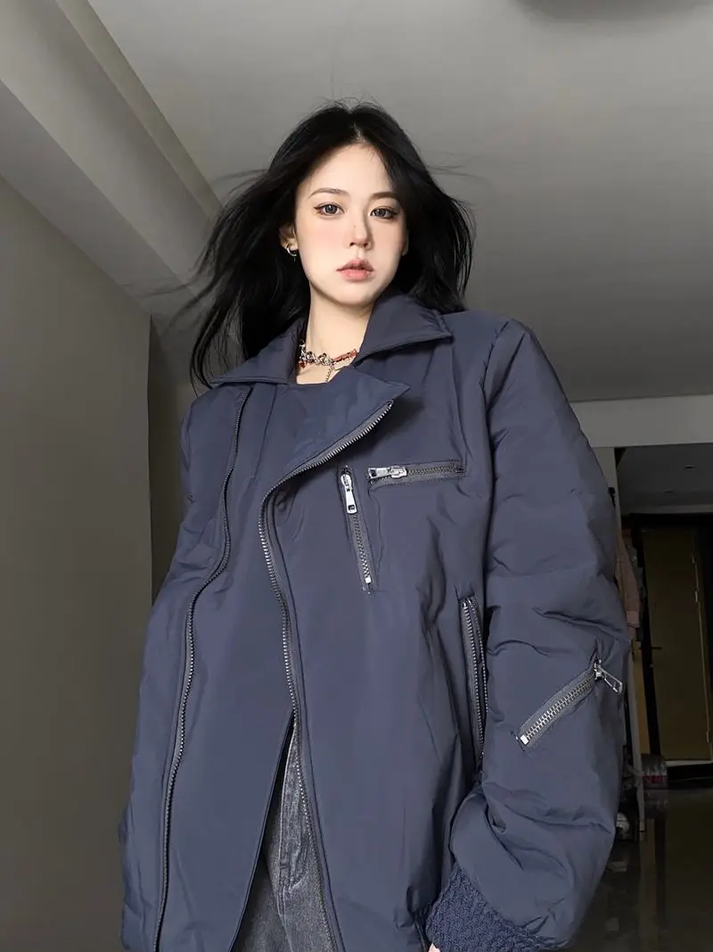 봄버 재킷 여성용 재킷 스트리트웨어 가을 소프트쉘 플리스 안감 플러피 플레어 플랩 접이식 패널 따뜻하고 편안함