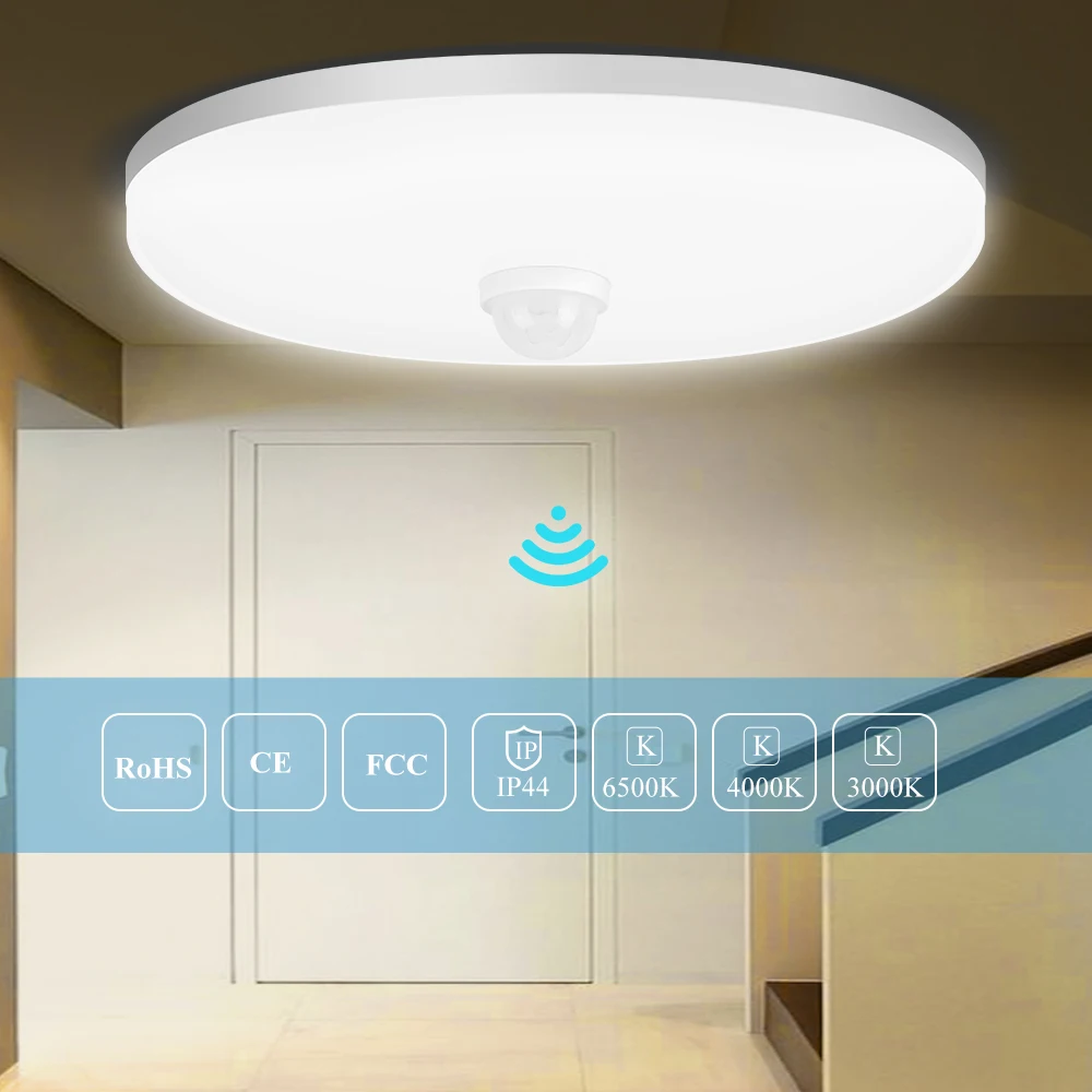 Motion Sensor Ceiling Lamp Motion Detector Modern Smart Ceiling Lighting For Corridor Garage Stair Balcony AC 110-220V ﻿Light