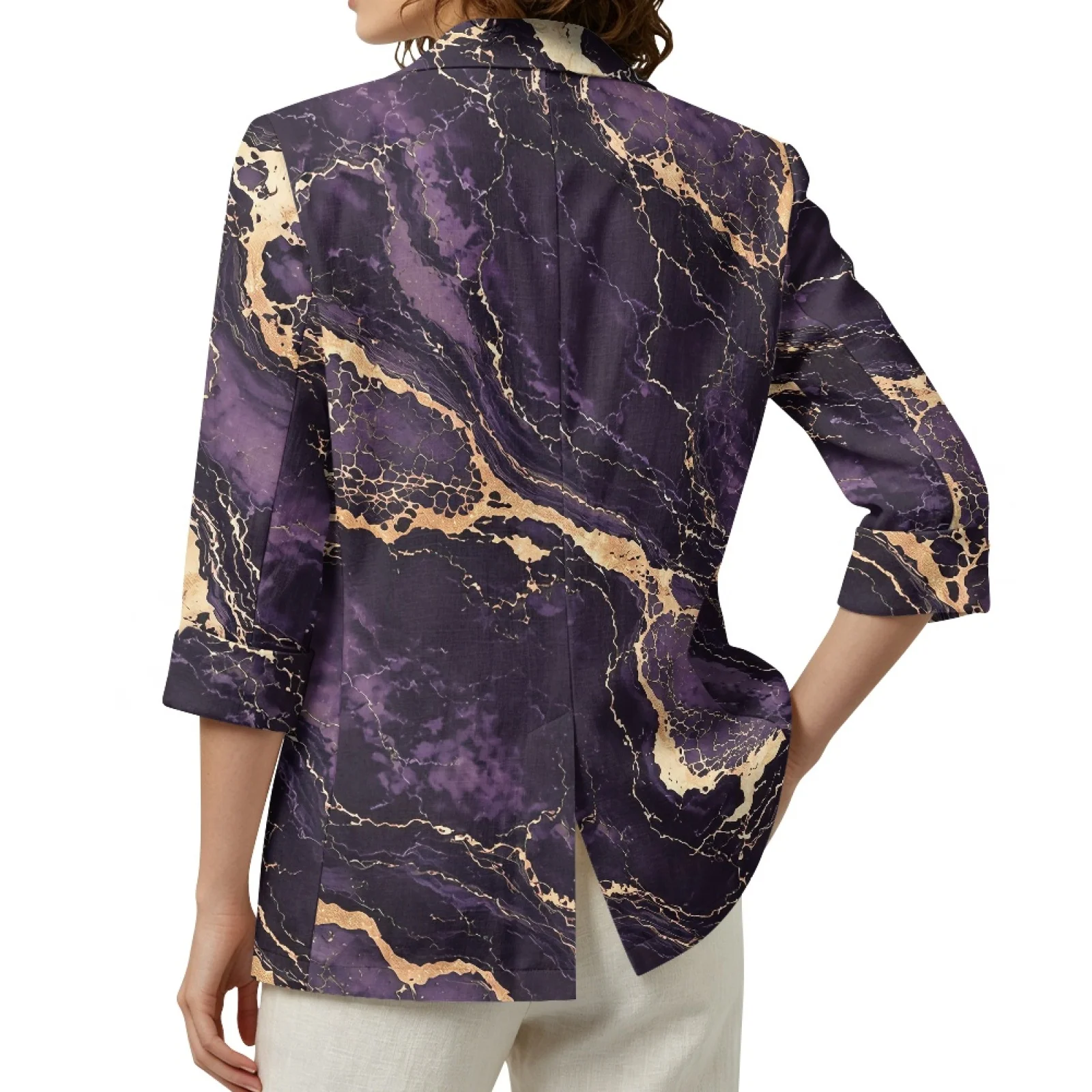 PENSTROLL Gold Marble Open Front Beach Cover Ups for Daily Linen Like Dressy Tops Sizes S-3XL view 2