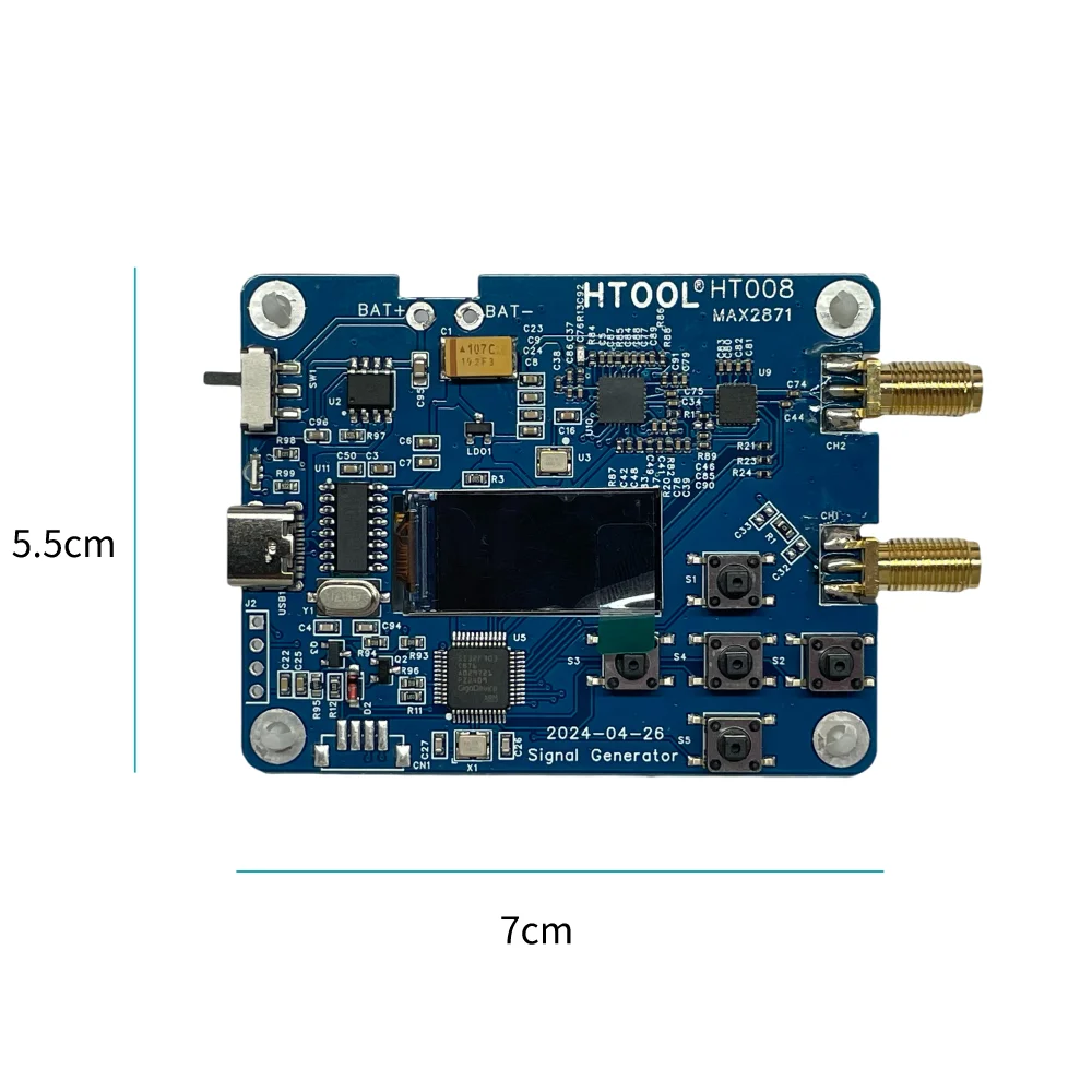 HTOOL HT008 MAX2871 Signal Source 23.5-6000MHz RF Module Consists of Serial Control CH2 support -25dB power regulation Upgrade