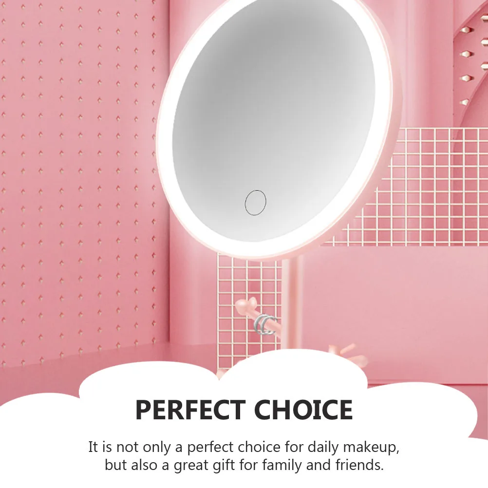 

1Pcs LED Makeup Mirror Desktop Standing Touch Light Mirror Bedroom Vanity Rotating USB Chargeable Makeup Accessory