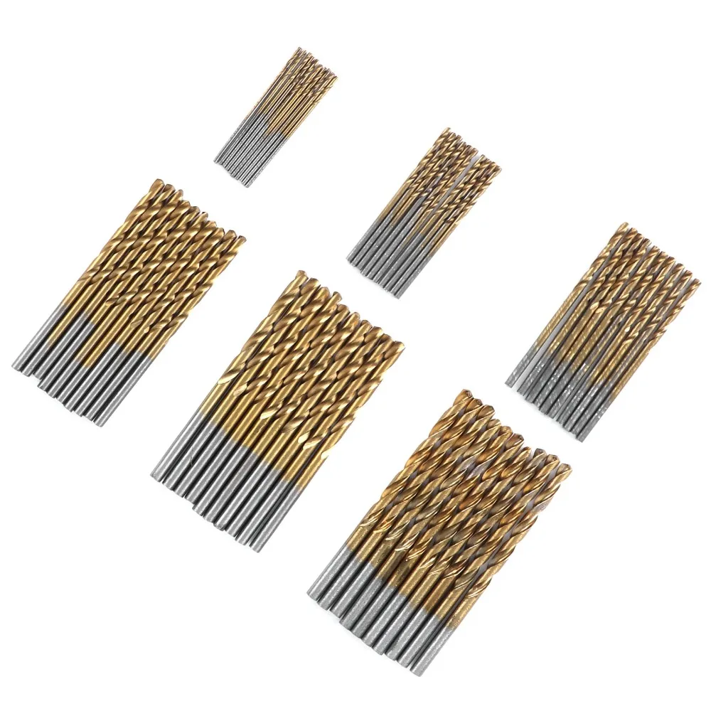 60PCS Bearing Steel Twist Drill Bits Jobber Length 3/64