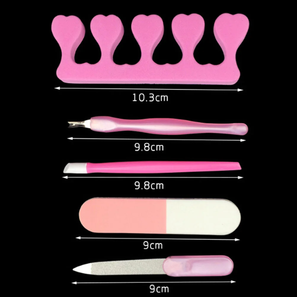 5 stuks manicure nagel gereedschap pak nagel schuurvijlen bufferblok manicure gereedschap pedicure gel set (roze)