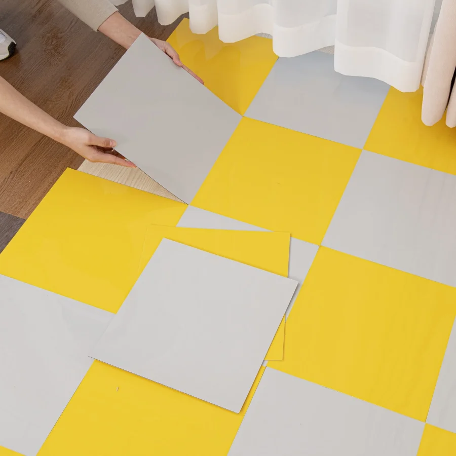 12/24 Pieces 30*30cm Sxp Self-Adhesive Wall Stickers, Floor Stickers, Self-Adhesive Tile Stickers, Marble Pattern Solid Color Self-Adhesive Stickers, with Aluminum Foil, Peel and Stick, Suitable for Various Dry and Flat Indoor Locations