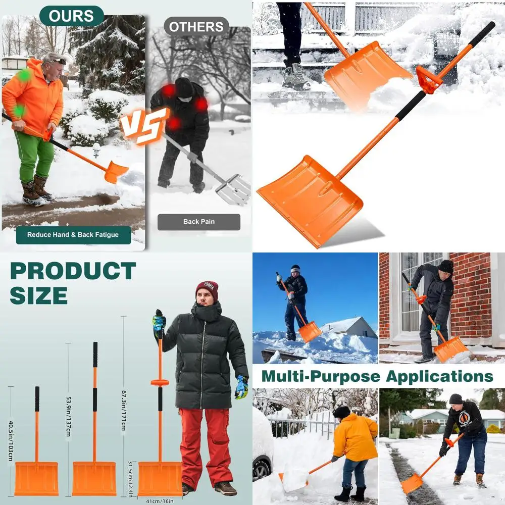 

67 Heavy-Duty Outdoor Snow Shovel with Large Capacity and Ergonomic Handle for Efficient Snow Removal, Ideal for Driveways, Roof