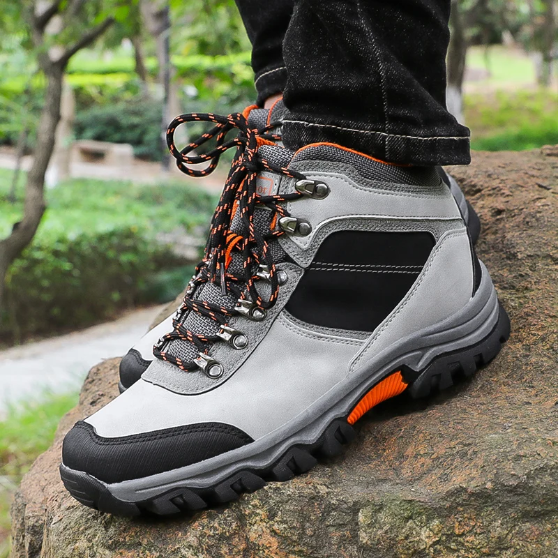 

Large Men's Hiking Shoes, Outdoor High Top Breathable And Non Slip Hiking Shoes, Windproof And Sand Proof Shoes, Classic High To
