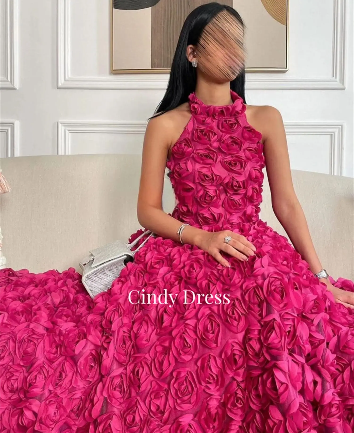 Cindy Line A Evening Dress Eid Al-fitr Luxurious 3D Flowers Party Dresses Woman Long Customized 2024 Women\'s Elegant Luxury