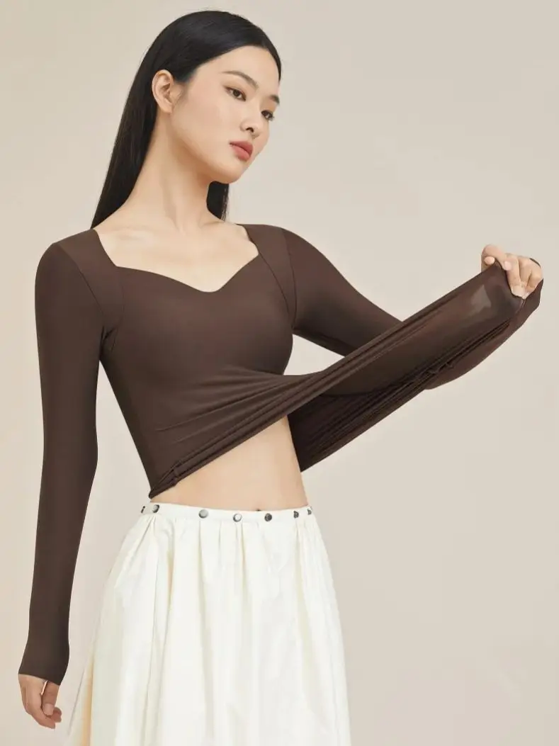 

Thin-strap Chest-padded Muscle-top Bodycon Nude-effect V-neck Slimming Versatile Base Layer Warm Autumn Winter Top Women