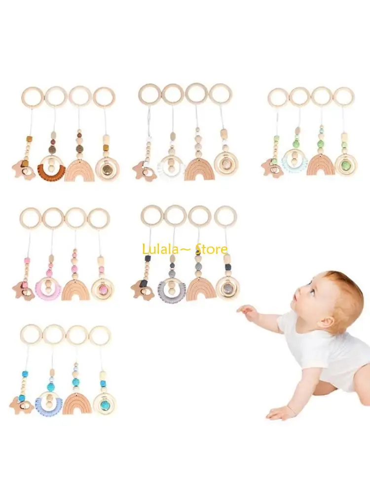 

Y4QA Baby Sensory Hanging Pendants Rattle Newborn Teething Nursing Gifts