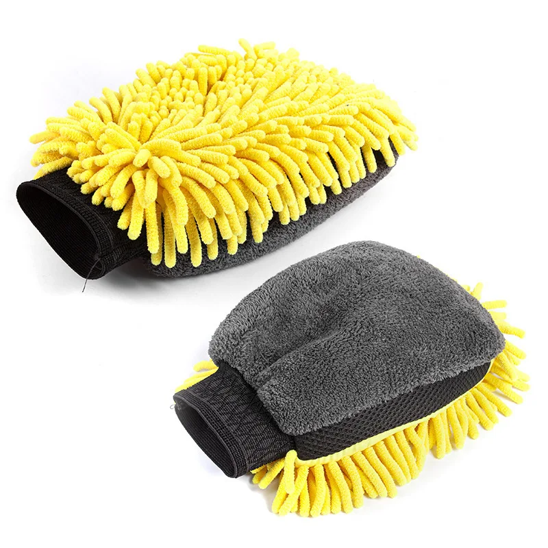 Large Microfiber Car Wash Mitt Waterproof Chenille Gloves Thick Car Cleaning Mitt Wax Detailing Auto Care Double-faced Glove