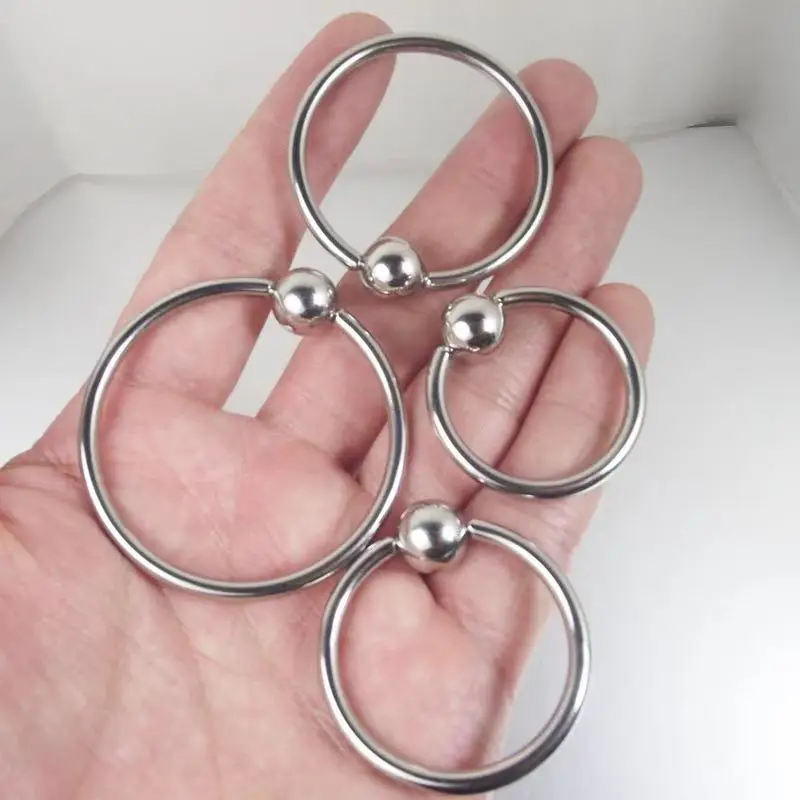 1  Piece Big Ball Stainless Steel Captive Hoop Rings BCR PA Ring Nipple Body Piercing Jewelry view 4