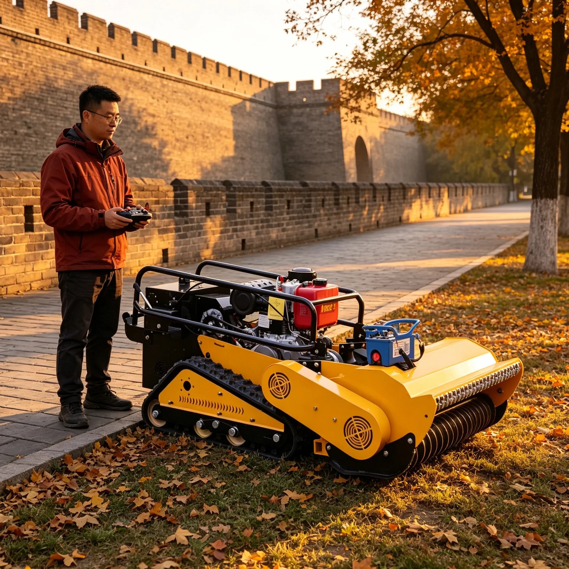 Customized 800SPro Multi‑Functional Tracked Lawn Mower Equipped with Single‑Cylinder Four‑Stroke Engine, Snow Shovel Included