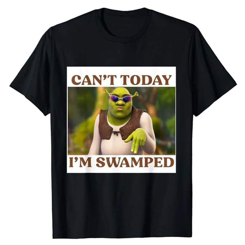 Funny Humour Design, Swamped Sarcastic Saying Quote T-Shirt Humorous Comics Graphic Tee Y2k Top Cool Short Sleeve Blouses Gifts